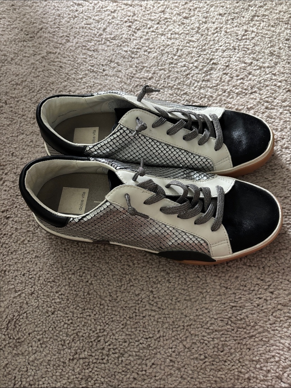 Dolce Vita Black, White and Silver Low-Top Sneakers